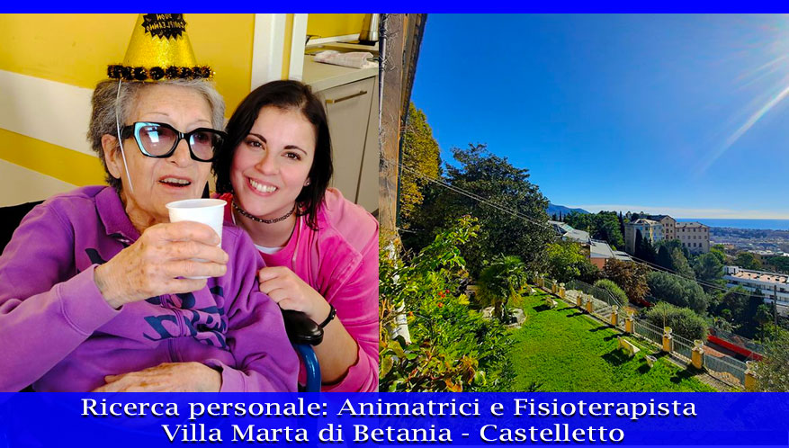 Annuncio Ricerca personale Animatrici e fisioterapista Genova